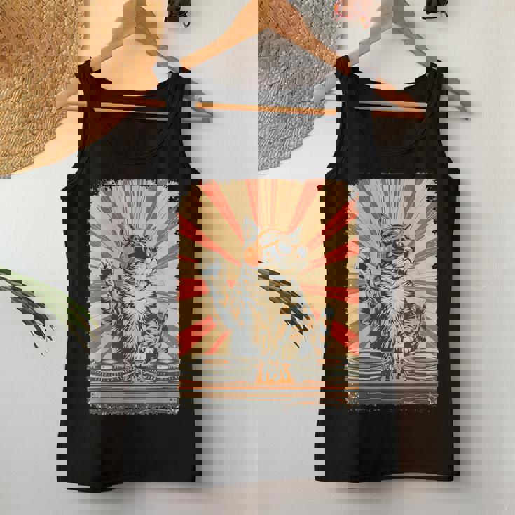 レトロ Dj 猫 ヘッドフォン付き ディスコ 音楽愛好家 男性 女性 キッズ レディースタンクトップ 面白い贈り物