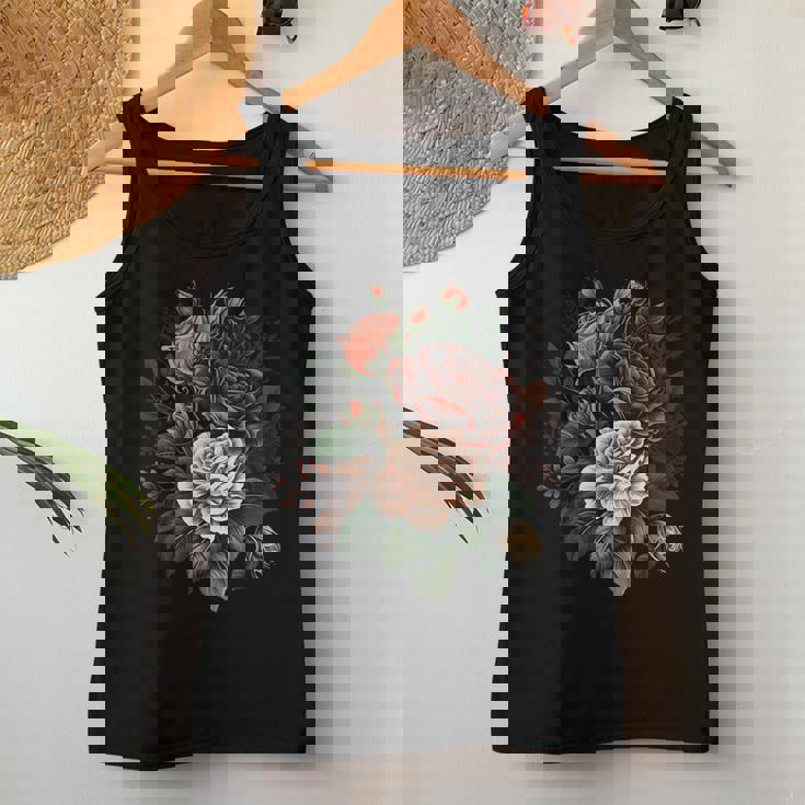 ヴィンテージ 薔薇 花 花 イラスト 花 レディースタンクトップ 面白い贈り物