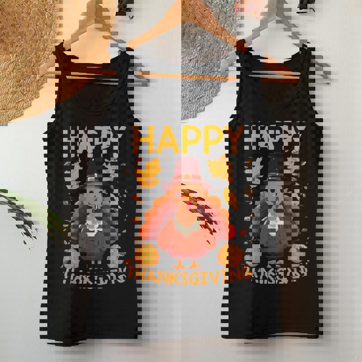 七面鳥の日ファミリーディナーとハッピー感謝祭の男性女性。 レディースタンクトップ 面白い贈り物