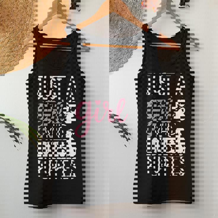 子犬 女の子 犬好き キュート ピンク 足跡プリント デザイン レディースタンクトップ 面白い贈り物