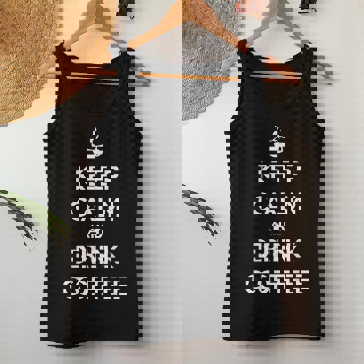 平静を保ち コーヒーを飲む Keep Calm And Drink Coffee レディースタンクトップ 面白い贈り物