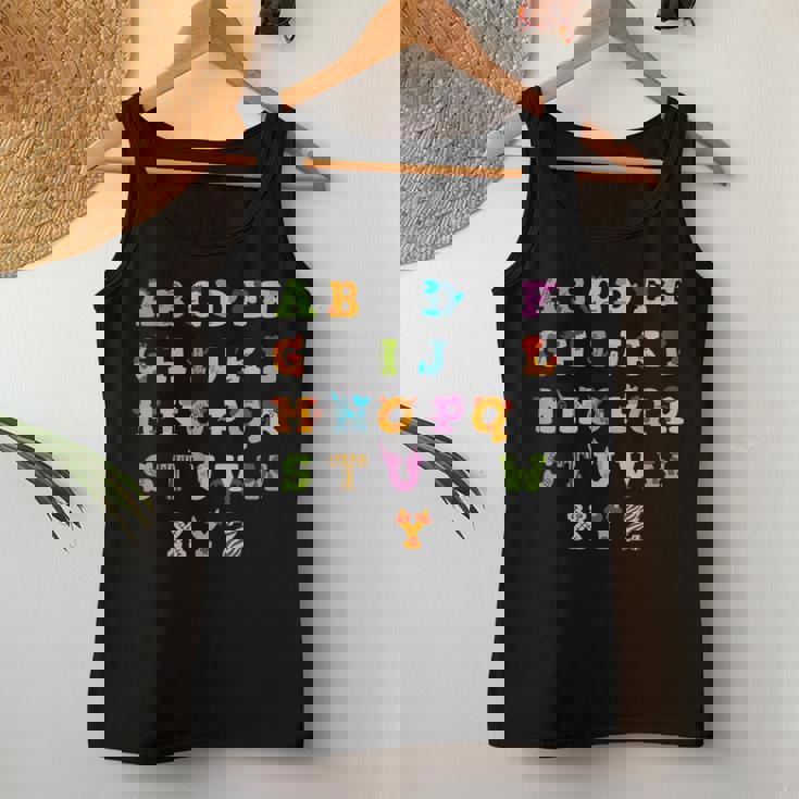 文字 アルファベット 学ぶ Abc 男の子 女の子 Abc 動物 アルファベット レディースタンクトップ 面白い贈り物