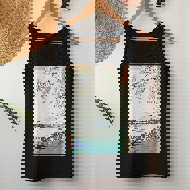 桜の花 ジャパニーズ・ヴィンテージ・アート 歌川 広重 隅田川水神の森真崎 名所江戸百景 レディースタンクトップ 面白い贈り物