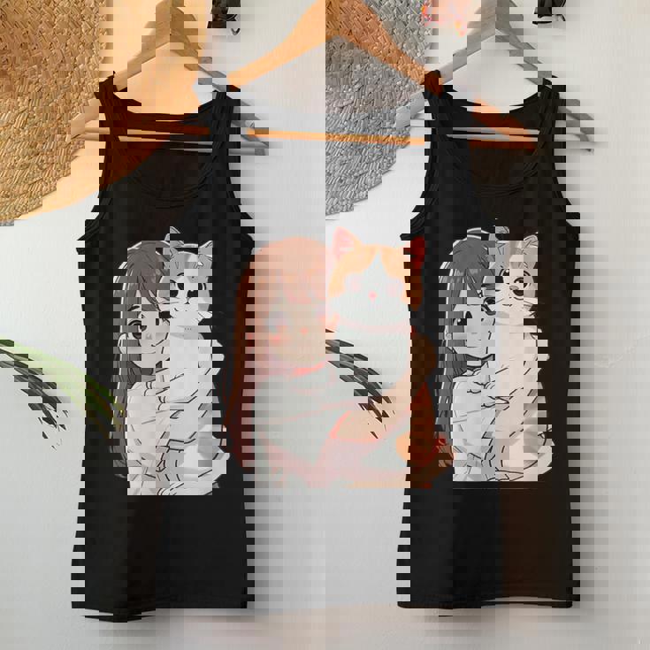 猫と少女 Cat And Girl レディースタンクトップ 面白い贈り物