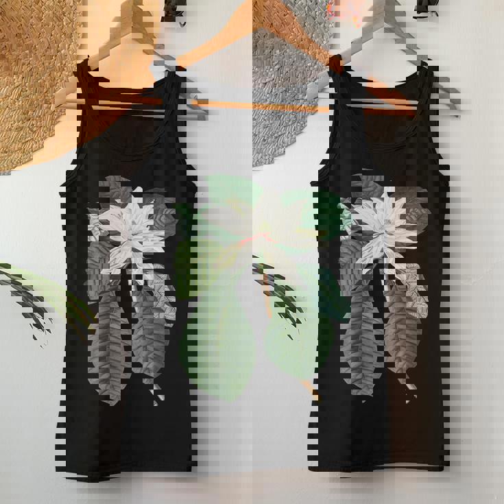 白モクレン花 ボタニカルアート レディースタンクトップ 面白い贈り物