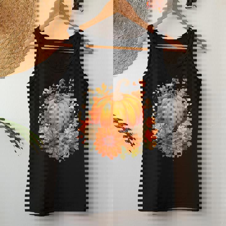 秋の花とカボチャ レディースタンクトップ 面白い贈り物