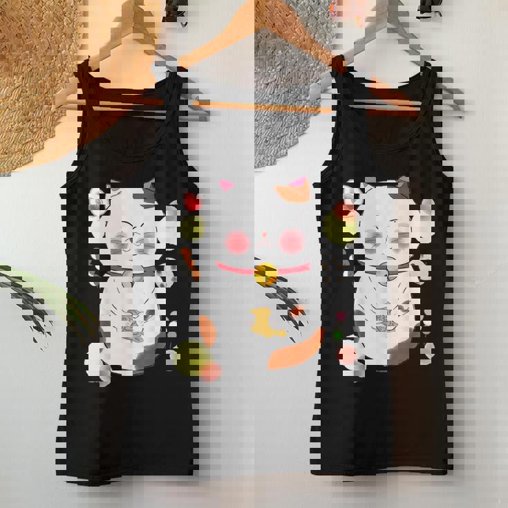 花より団子猫 Cat 猫 メンズ レディース ペット 動物 和風 キャラt レディースタンクトップ 面白い贈り物