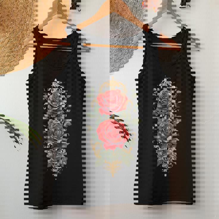 赤いバラ 花 ボタニスト 庭の花 赤いバラ レディースタンクトップ 面白い贈り物
