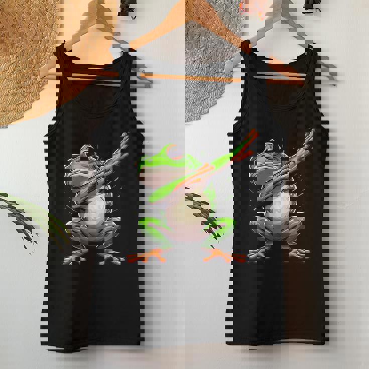 軽くたたくカエルの面白い動物のダンスギフト 男の子と女の子向け レディースタンクトップ 面白い贈り物