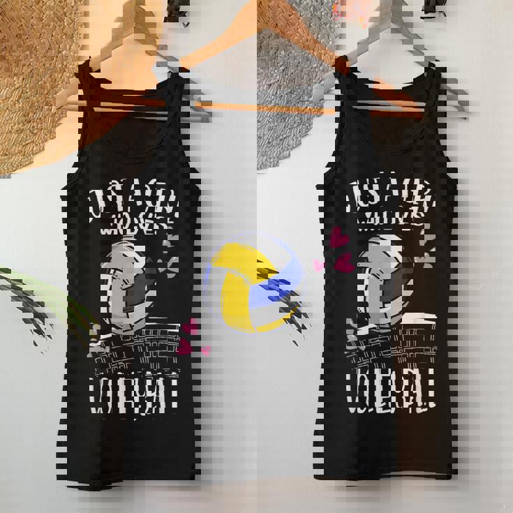 面白いバレーボール愛好家バレーボールを愛するただの女の子 レディースタンクトップ 面白い贈り物