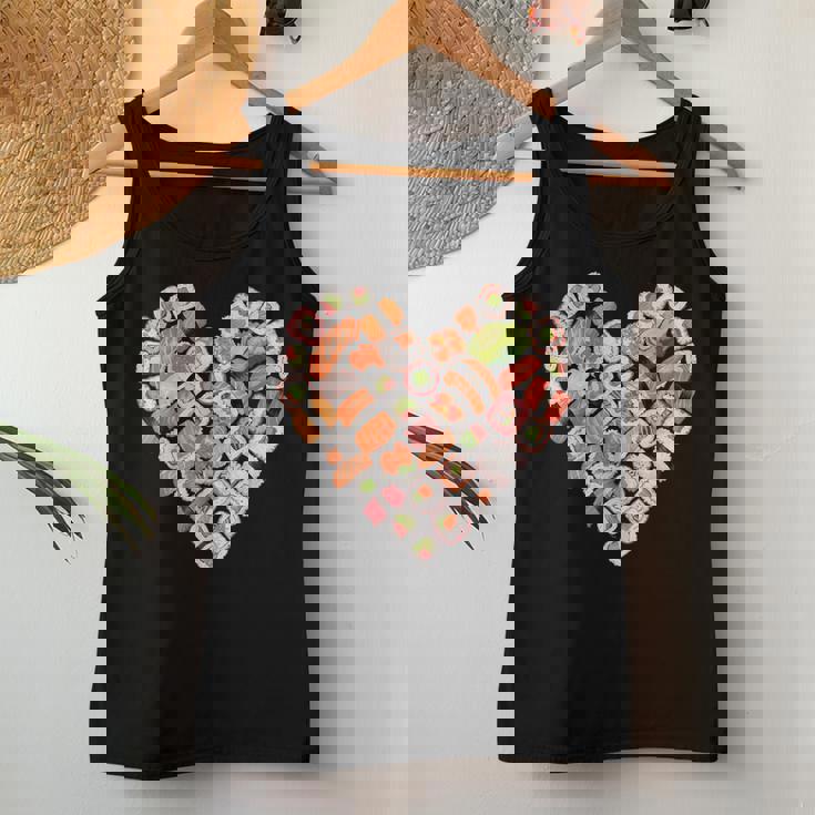 面白い寿司デザイン 子供 男性 女性 I ハート 寿司 食通 レディースタンクトップ 面白い贈り物