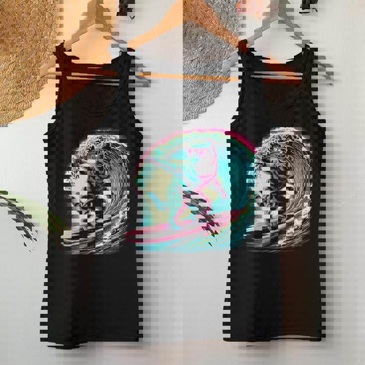 面白い猫 サーフィン ギフト 男性 女性 子供 面白い 猫 サーファー レディースタンクトップ 面白い贈り物