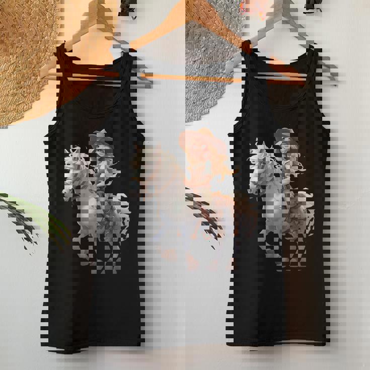 馬 女の子 西洋 乗馬 ポニー 水彩 馬 レディースタンクトップ 面白い贈り物