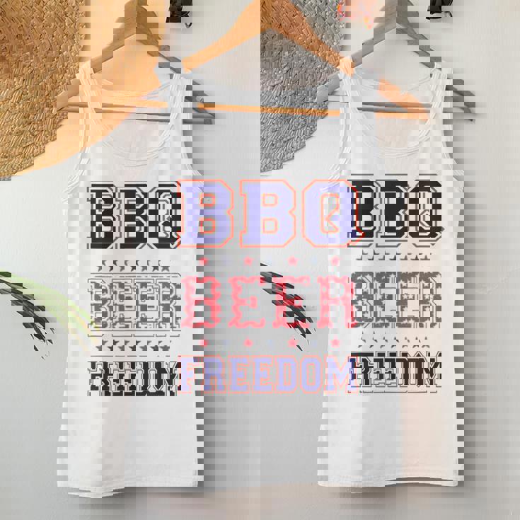 Bbq Beer Freedom レディースタンクトップ 面白い贈り物