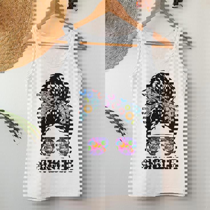 Bingo Life Messy Bun Bingo Lover Grandma Women Tank Top Personalized Gifts