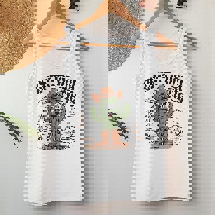 Can't Touch This Cactus Cowboy ウエスタンカートゥーン ユーモア レディースタンクトップ 面白い贈り物