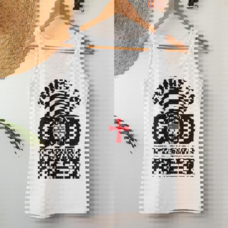 Connect To God The Password Is Prayer Jesus Christian Faith。 レディースタンクトップ 面白い贈り物