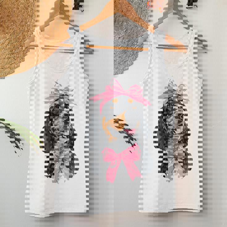 Coquette Bow Coonhound Dog Mom ピンクリボンガール レディースタンクトップ 面白い贈り物