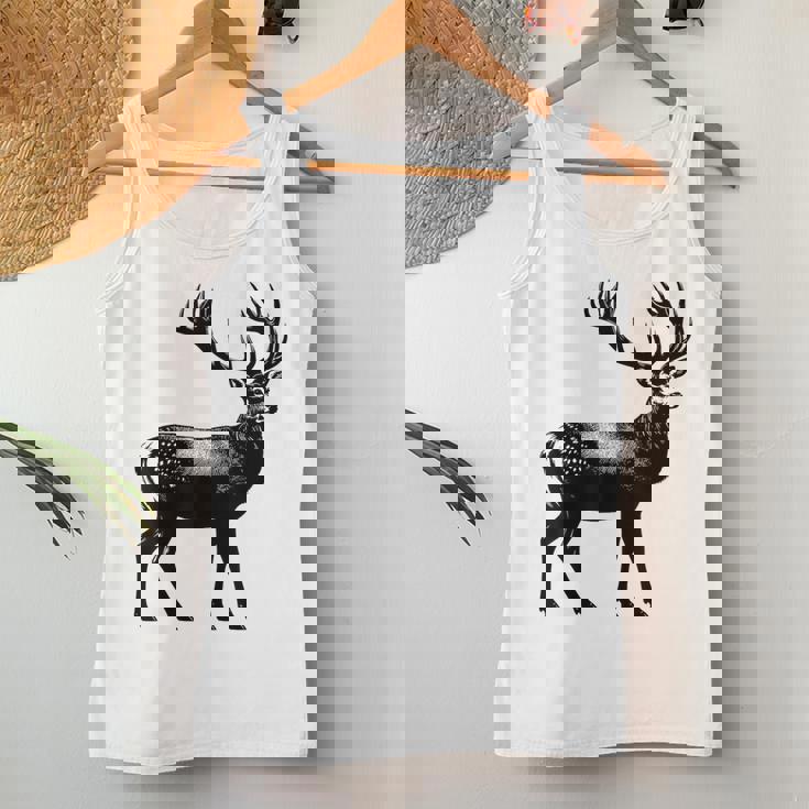 Deer Dad Mom Lover モノクロ 鹿 レディースタンクトップ 面白い贈り物