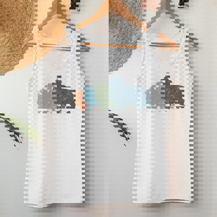 Dog Mom & Dad シルエット ヴィンテージ シェルティ シェットランド シープドッグ レディースタンクトップ 面白い贈り物