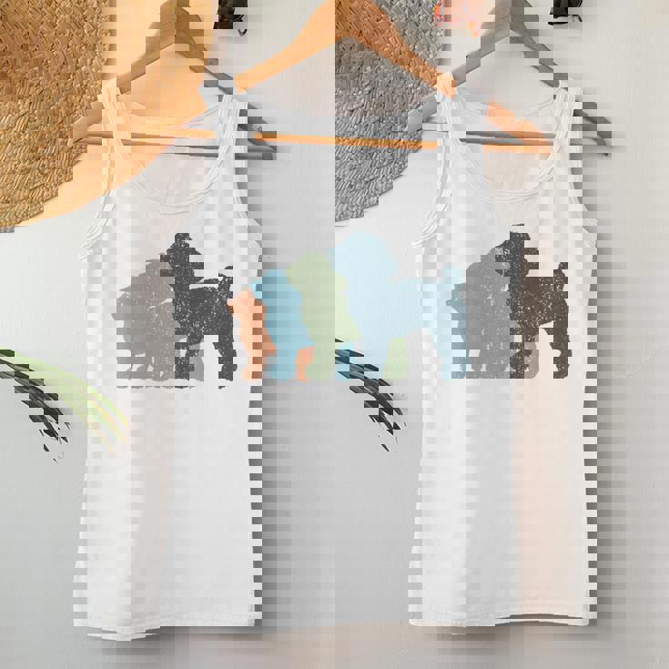 Dog Mom & Dad シルエット ヴィンテージトイプードル レディースタンクトップ 面白い贈り物