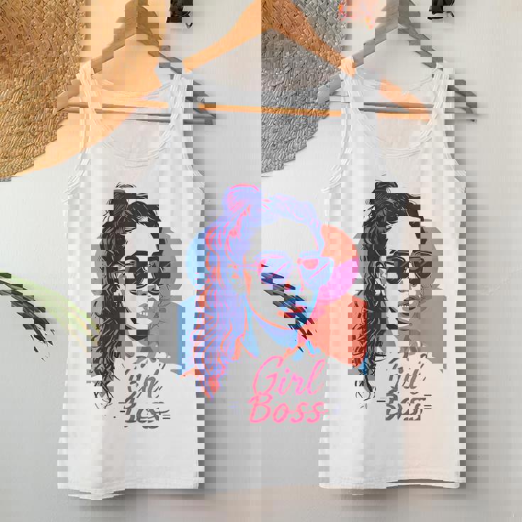 Girl Boss ポップアート セルフエンパワーメント レトロ 1950年代 レディースタンクトップ 面白い贈り物