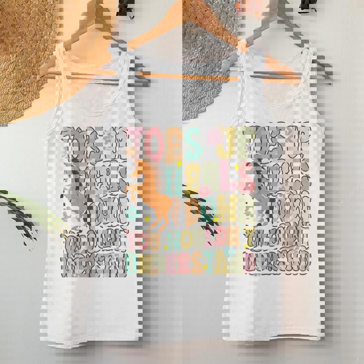 Groovy 乗馬 乗馬 乗馬 つま先アップ ヒールダウン レディースタンクトップ 面白い贈り物