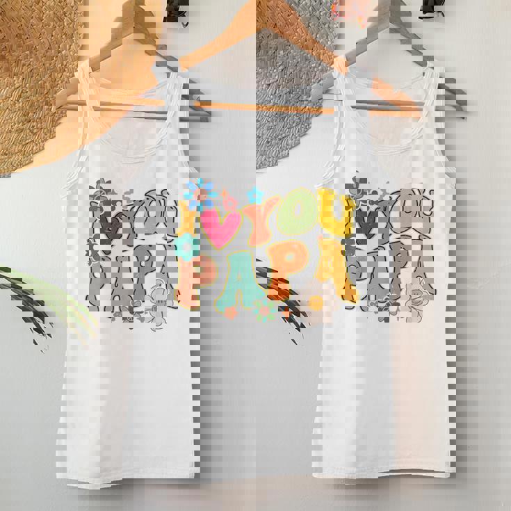 Groovy 父の日 I Love You Papa フラワー ヒッピー レディースタンクトップ 面白い贈り物