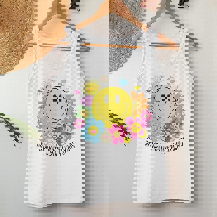 Grow Positive Thoughts イエロー スマイルフェイス 花 キッズ 女の子 レディースタンクトップ 面白い贈り物