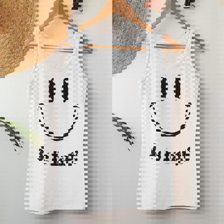 Be Happy Groovy スマイルフェイス かわいい ハッピーピース スマイルフェイス レディースタンクトップ 面白い贈り物