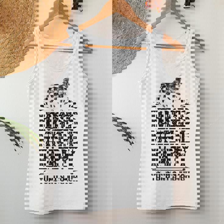 Horses Make Me Happy 楽しい馬愛好家 農家乗馬 レディースタンクトップ 面白い贈り物