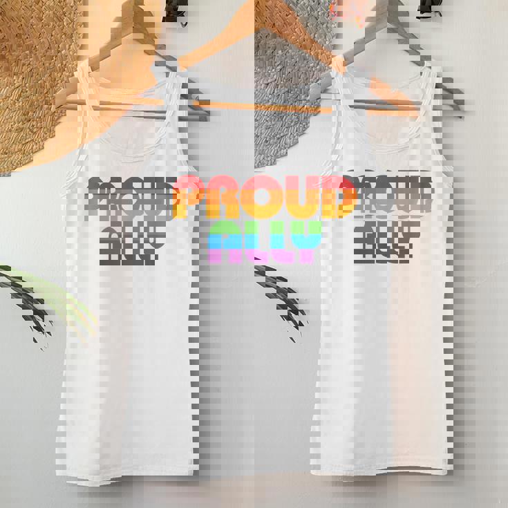 Lgbtq Proud Ally Lesbian Gay Pride Lgbt Ally Rainbowintage レディースタンクトップ 面白い贈り物