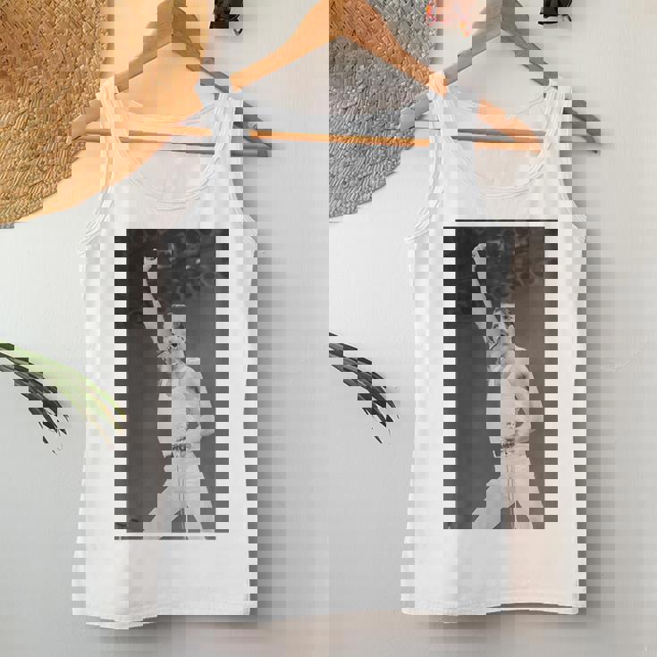 Queen Live Aid フレディ・マーキュリー・ウェンブリー・スタジアム 1985 レディースタンクトップ 面白い贈り物