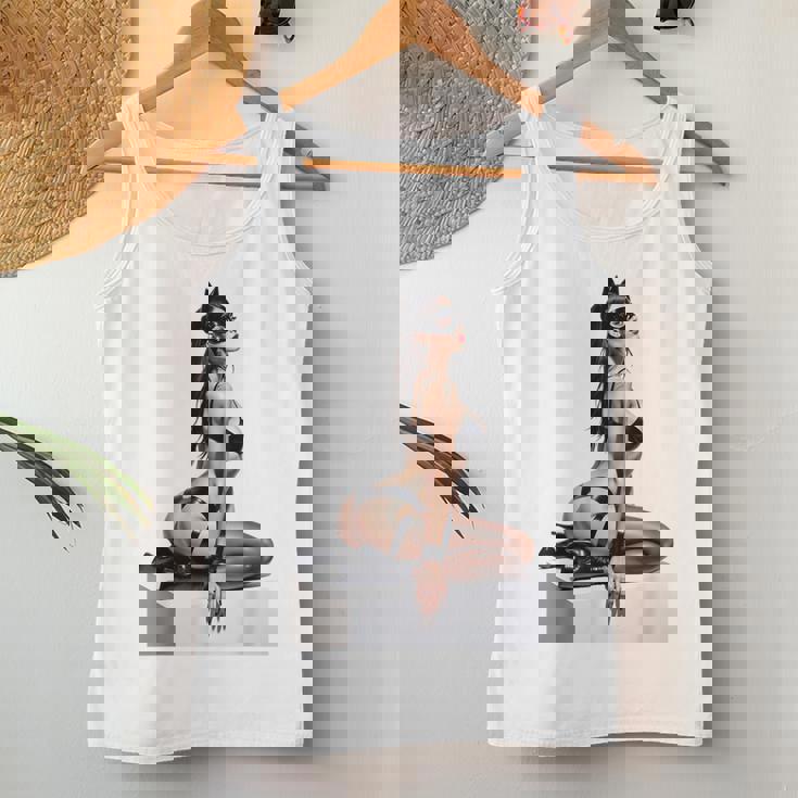 Sexy Girl グラフィックtシャツ セクシー「バッドキティ」ピンナップガール カットアウト。 レディースタンクトップ 面白い贈り物