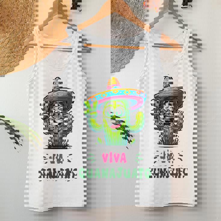 Viva Guanajuato Mexico Cactus ビバ・グアナファト・メキシコ サボテン・ソンブレロ レディースタンクトップ 面白い贈り物