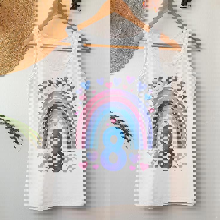 キッズ 誕生日 8 女の子 レインボー 水彩 8歳 レディースタンクトップ 面白い贈り物