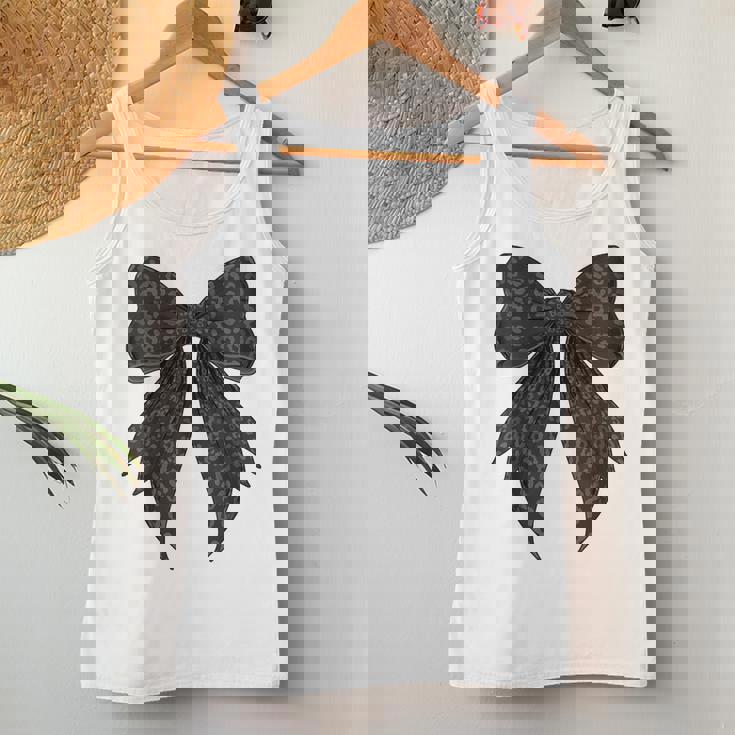 コケット リボン ブラック グレー チーター ヒョウ柄 女の子 ママ レディースタンクトップ 面白い贈り物