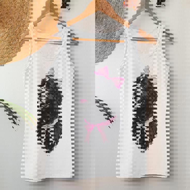 コケット リボン ニューファンドランド 犬 犬 ママ ピンクリボン 女の子 レディースタンクトップ 面白い贈り物