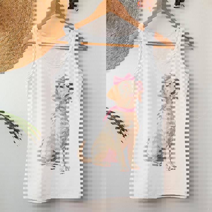 コケットボウ ラブラドールレトリバー 犬 ラボ ママ ピンクリボン 女の子 レディースタンクトップ 面白い贈り物