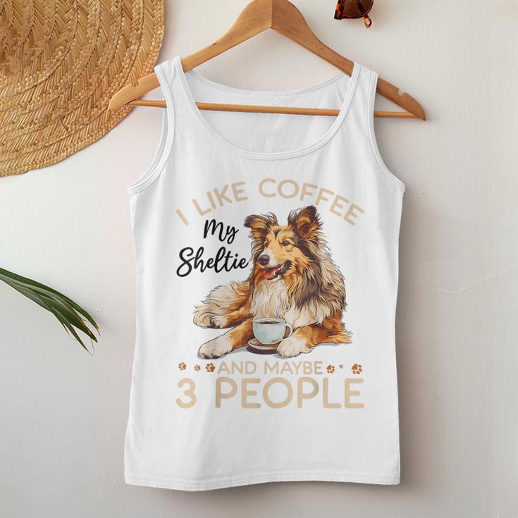 シェットランド・シープドッグ犬用シェルティ I Like Coffee Myheltie レディースタンクトップ 面白い贈り物
