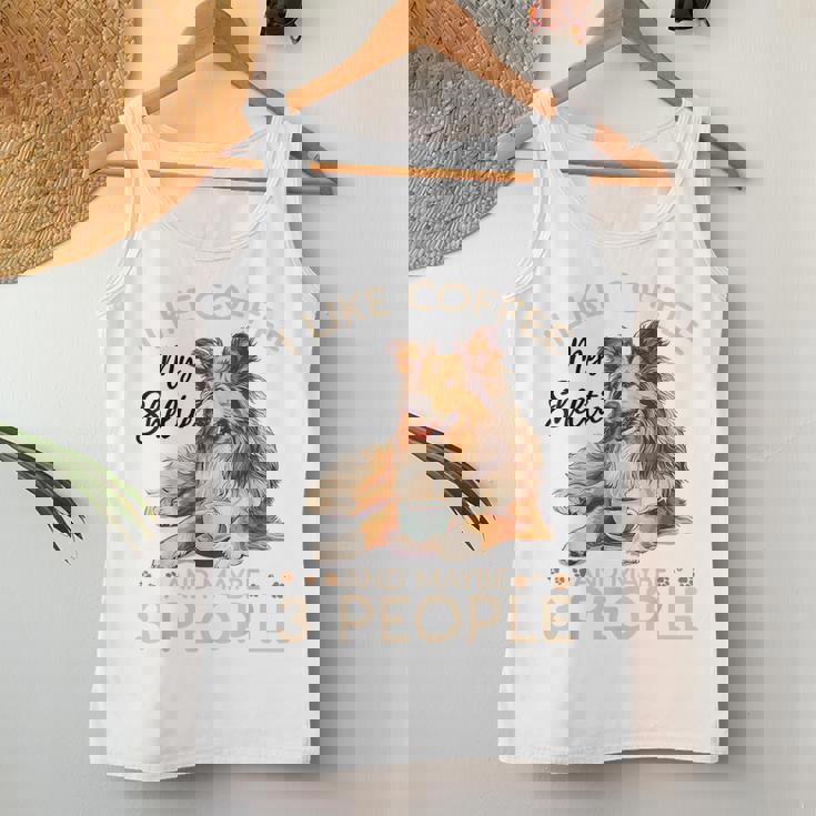 シェットランド・シープドッグ犬用シェルティ I Like Coffee Myheltie レディースタンクトップ 面白い贈り物