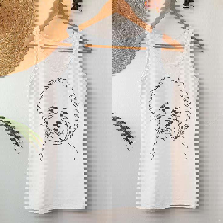 ラインアート Dad Mom Dog ビションフリーゼ レディースタンクトップ 面白い贈り物