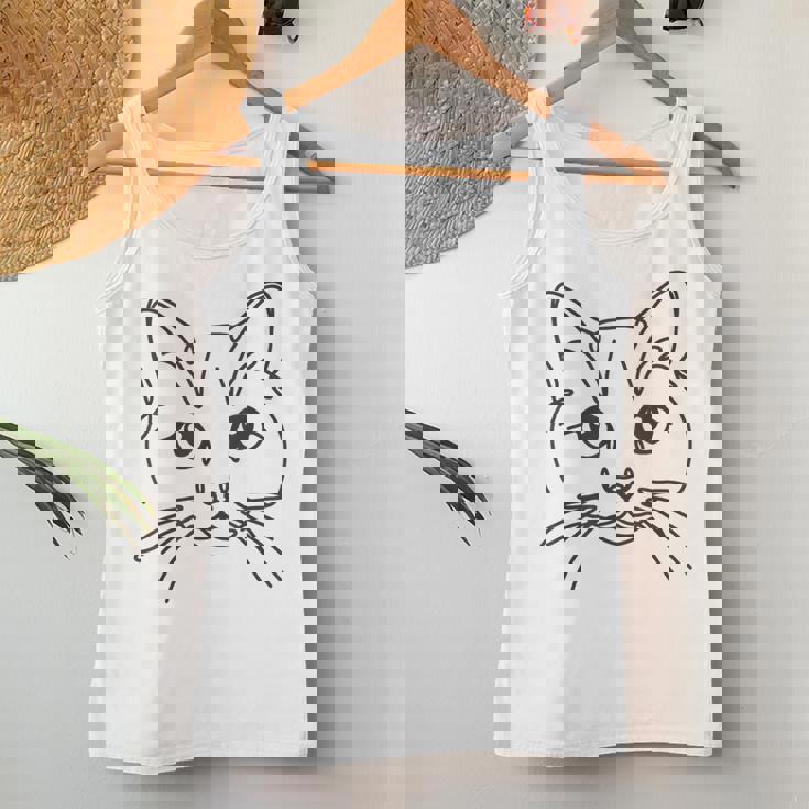 ラインアートお父さんお母さん猫-マンクス猫 レディースタンクトップ 面白い贈り物