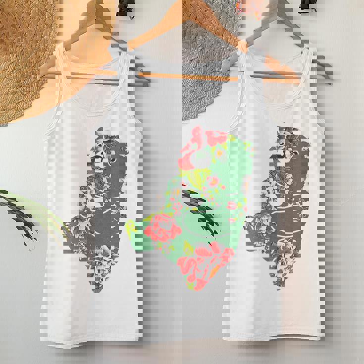 台湾花布柄 くまちゃん 熊 緑 みどり グリーン 客家花布 台湾花布 台湾雑貨 台湾 台湾風 かわいい お洒落 レディースタンクトップ 面白い贈り物