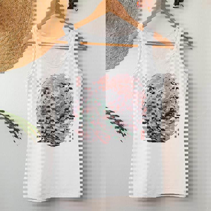 日本 浮世絵 京都 祇園甲部 五花街 桜 舞妓 着物 バックプリント レディースタンクトップ 面白い贈り物