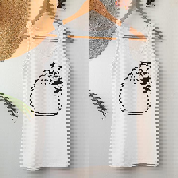 肉まんに抱きつくパンダ かわいい チャイナ 白黒 Panda Meat Bun レディースタンクトップ 面白い贈り物