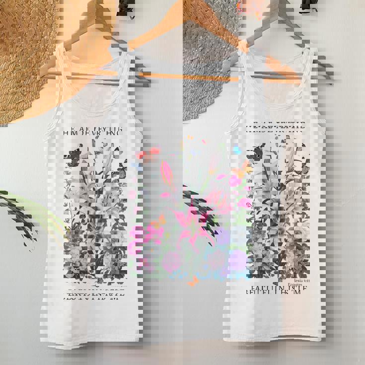 花柄 クリスチャン ティー 聖書 詩 伝道の書 3 レディースタンクトップ 面白い贈り物