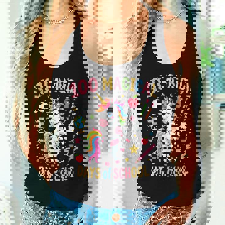 100Th Day Ofchool Unicorn 100 魔法の日々 先生 女の子 レディースタンクトップ 彼女への贈り物