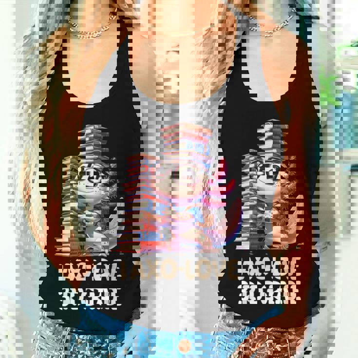 I Axo Love 3Rd Grade Axolotl 新学期読書 レディースタンクトップ 彼女への贈り物