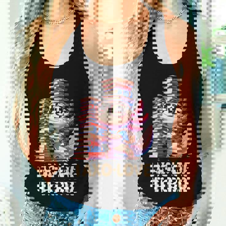 I Axo Love 4Th Grade Axolotl 新学期読書 レディースタンクトップ 彼女への贈り物